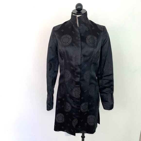 Tei Mei Shanghai Jacket Womens Vintage Asian Motif Embossed Covered Button Black - Picture 15 of 16
